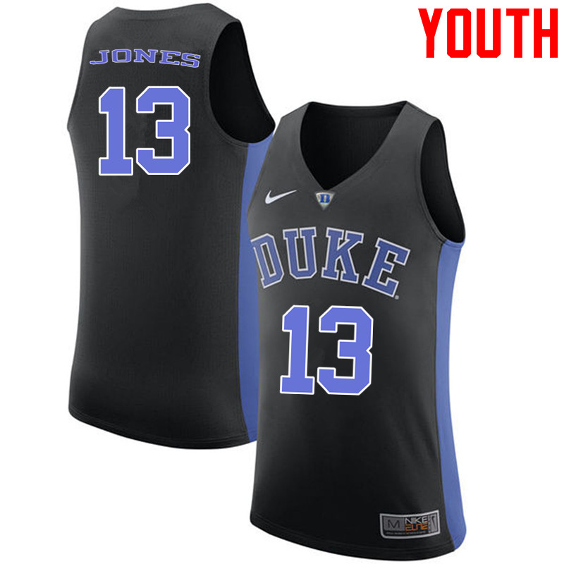 Youth #13 Matt Jones Duke Blue Devils College Basketball Jerseys-Black